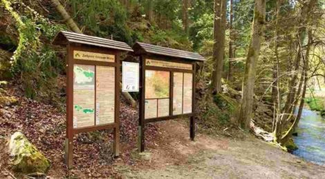 Infotafel am Fluß Kirnitzsch