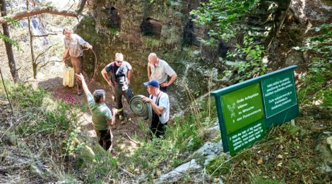 Ranger und Feuerwehren untgerstützen sich gegenseitig bei der Bekämpfung des Feuers